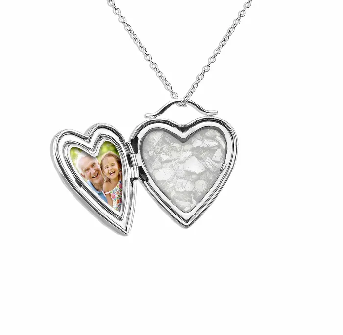 EverWith Rings EverWith Shining Star Heart Shaped Sterling Silver Memorial Ashes Locket