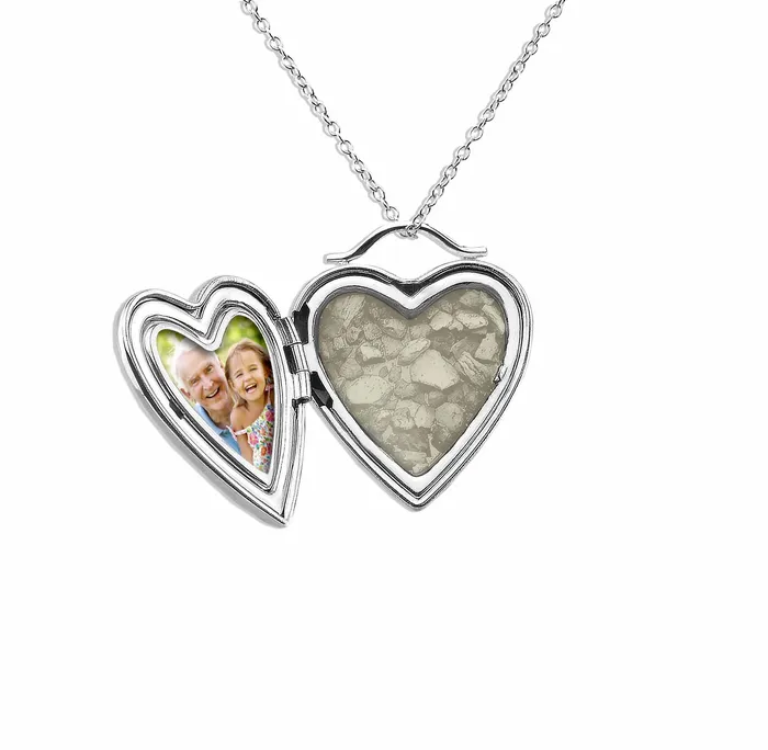EverWith Rings EverWith Shining Star Heart Shaped Sterling Silver Memorial Ashes Locket