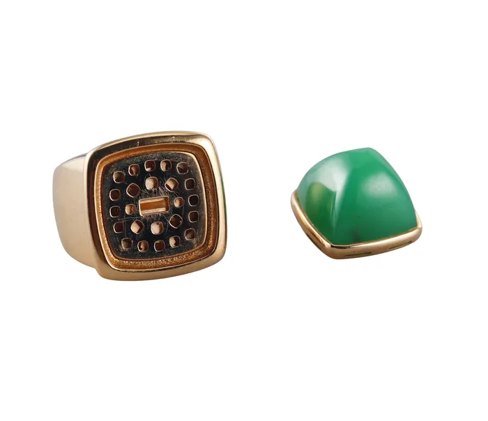 Fred Paris Rings Fred Pain de Sucre Yellow Gold Customizable Chrysoprase Large Ring