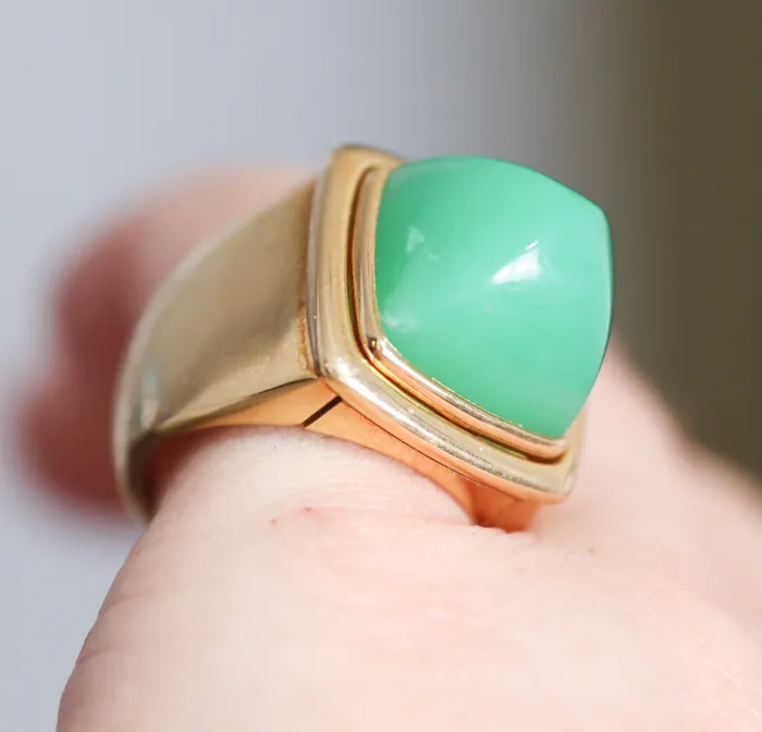 Fred Paris Rings Fred Pain de Sucre Yellow Gold Customizable Chrysoprase Large Ring