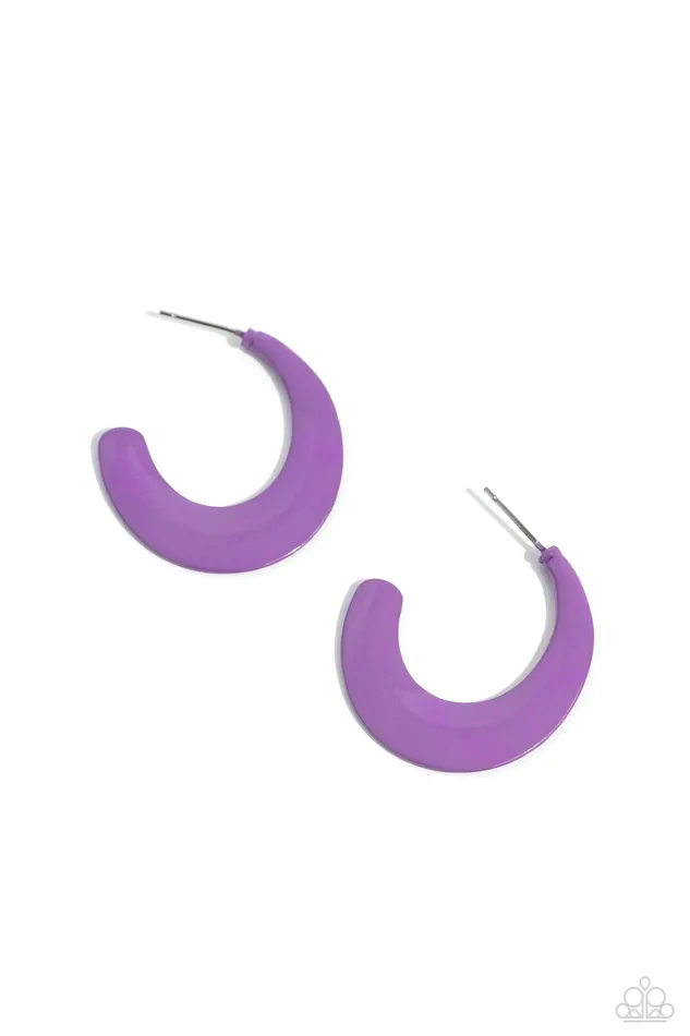 FunLoving Feature Purple Hoop Earrings Jewelry by Bretta Paparazzi Accessories Earrings