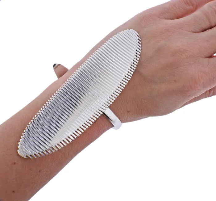 Georg Jensen Bracelets Georg Jensen Zaha Hadid Lamellae Silver Long Cuff Bracelet 623 C