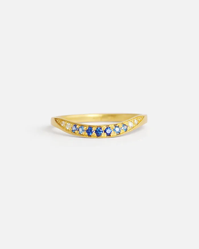 Hiroyo Rings Bright Cut U Band Blue Sapphires