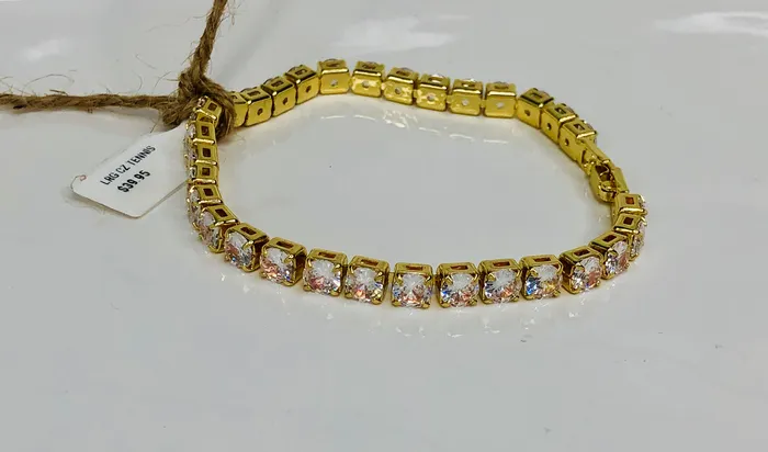 LRG CZ TENNIS BRACELETGOLD Turquoise Door Tomball Bracelets