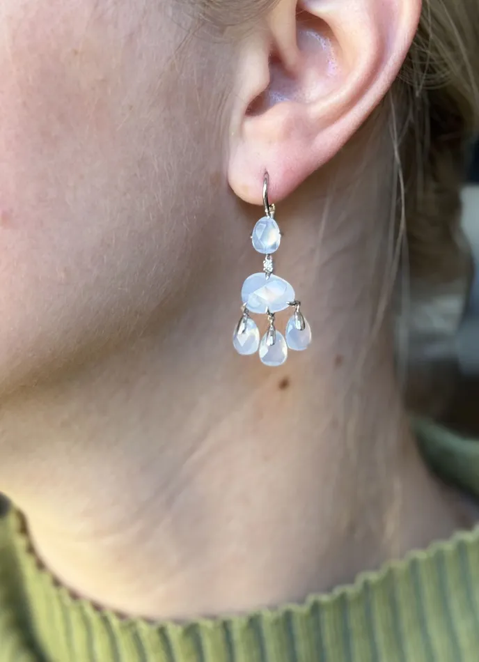 Mimi Milano Mila Chalcedony Diamond Gold Earrings Mimi Milano Earrings