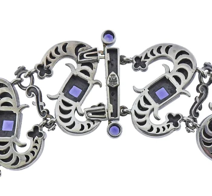 Mitchell Peck Silver Gold Iolite Necklace Bracelet Earrings Brooch Suite Mitchell Peck Earrings