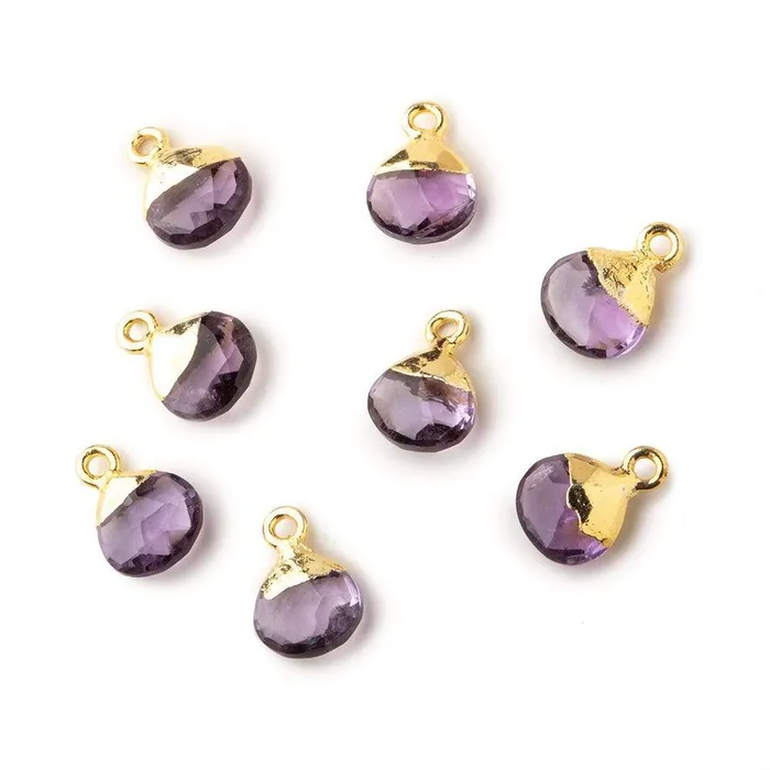 Necklaces 8mm Gold Leafed Pink Amethyst faceted heart 1 focal bead Beadsofcambaycom Necklaces 8mm Gold Leafed Pink Amethyst faceted heart 1 focal bead Beadsofcambaycom