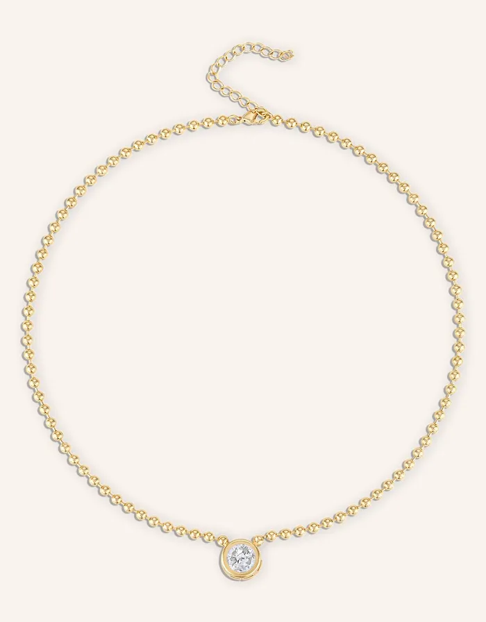 Necklaces Alexa Leigh alexa leigh 3mm crystal gold ball chain necklace