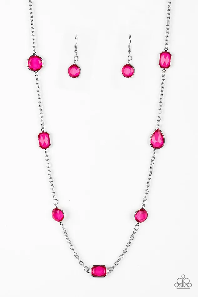 Necklaces Glassy Glamorous Pink Necklace Jewelry by Bretta Paparazzi Accessories
