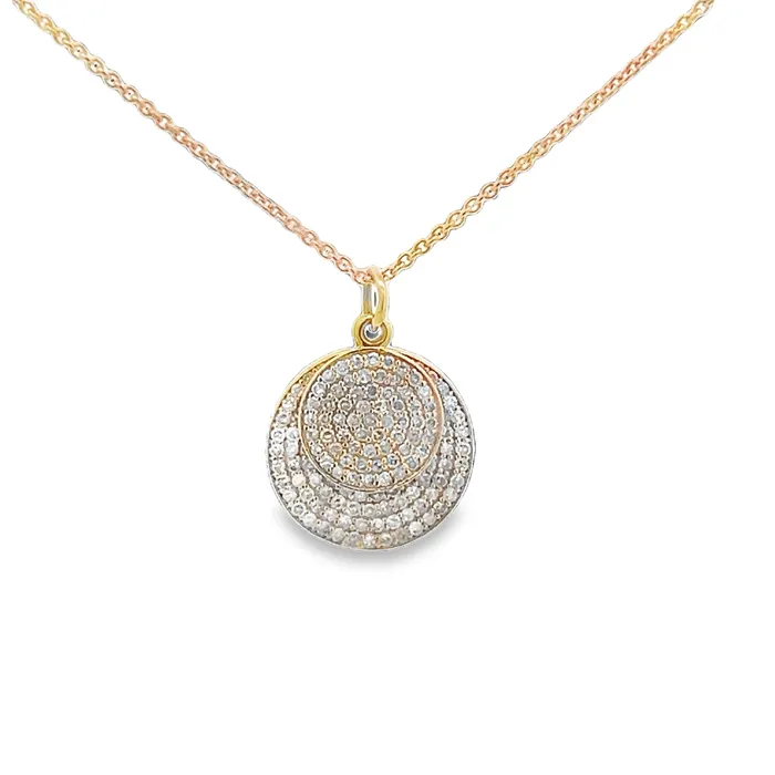 Necklaces Gold Pendant with 2 Diamond Discs YaninaCo Jewelry