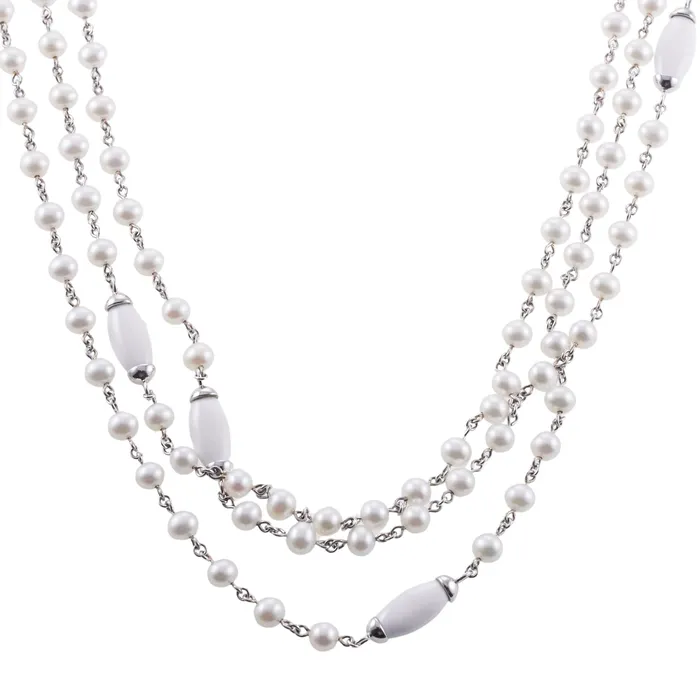 Necklaces Mimi Milano Nagai 80 Pearl White Agate Gold Necklace Mimi Milano Necklaces Mimi Milano Nagai 80 Pearl White Agate Gold Necklace Mimi Milano