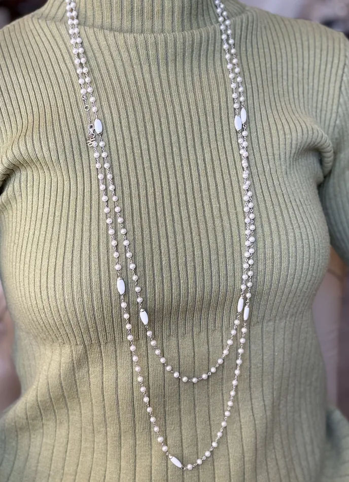 Necklaces Mimi Milano Nagai 80 Pearl White Agate Gold Necklace Mimi Milano