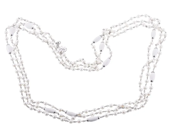 Necklaces Mimi Milano Nagai 80 Pearl White Agate Gold Necklace Mimi Milano