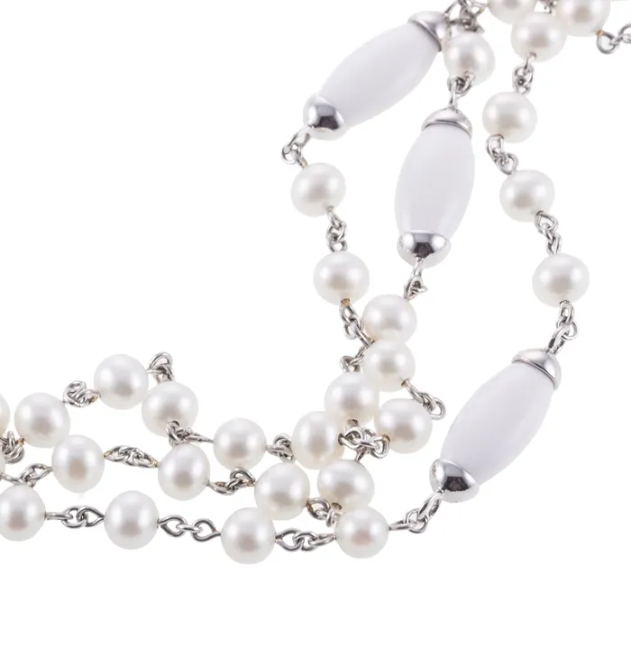 Necklaces Mimi Milano Nagai 80 Pearl White Agate Gold Necklace Mimi Milano