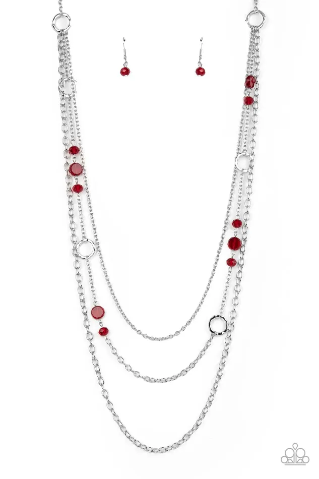 Necklaces Paparazzi Accessories StarryEyed Eloquence Red Necklace Jewelry by Bretta