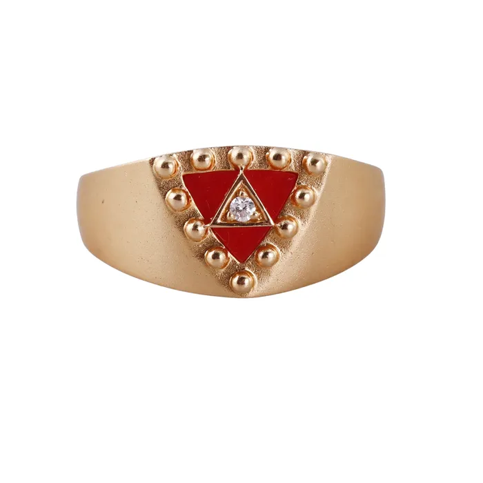 Orly Marcel Rings Orly Marcel Gold Carnelian Diamond Ring