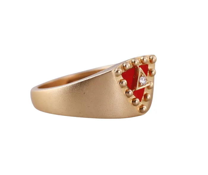 Orly Marcel Rings Orly Marcel Gold Carnelian Diamond Ring