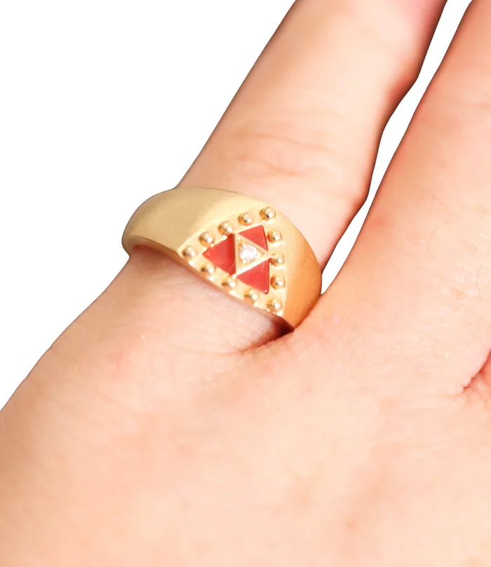 Orly Marcel Rings Orly Marcel Gold Carnelian Diamond Ring