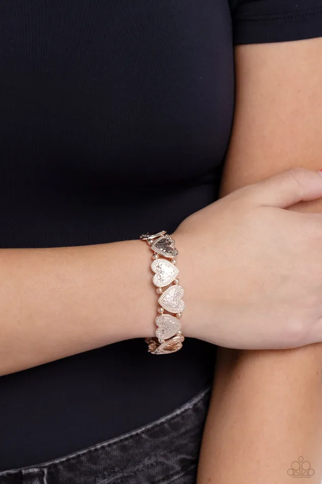 Paparazzi Accessories Bracelets Date Night Deluxe Rose Gold Heart Bracelet Jewelry by Bretta Paparazzi Accessories Bracelets Date Night Deluxe Rose Gold Heart Bracelet Jewelry by Bretta