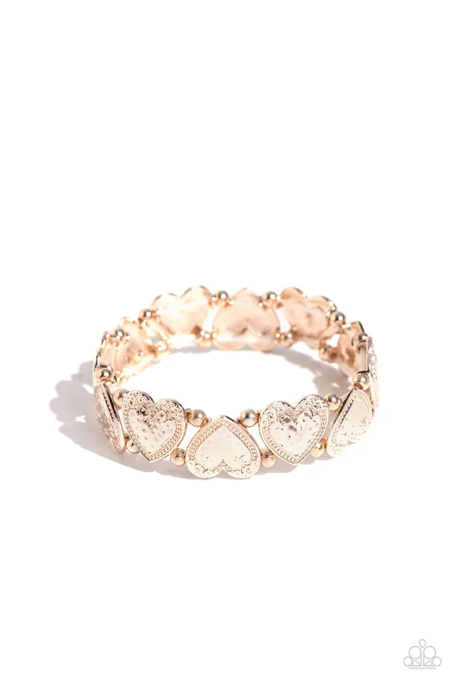 Paparazzi Accessories Bracelets Date Night Deluxe Rose Gold Heart Bracelet Jewelry by Bretta
