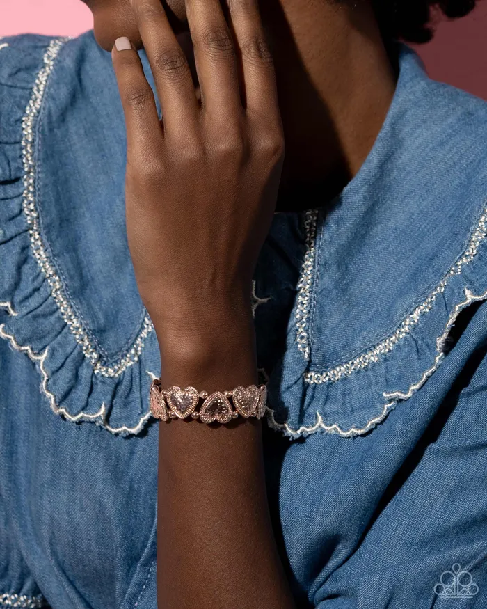 Paparazzi Accessories Bracelets Date Night Deluxe Rose Gold Heart Bracelet Jewelry by Bretta