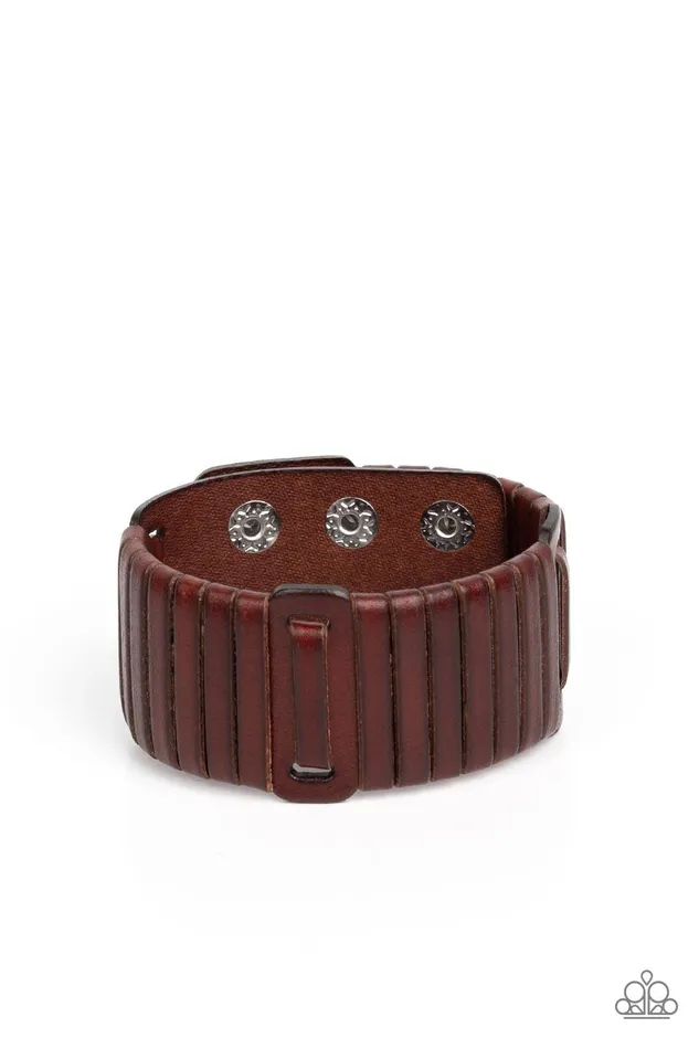 Paparazzi Accessories Bracelets Leather Lumberyard Brown Urban Bracelet Jewelry by Bretta