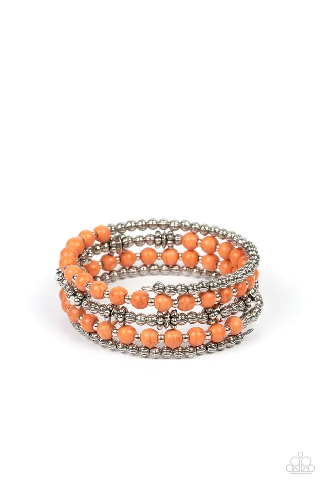Paparazzi Accessories Bracelets Road Trip Remix Orange Coil Bracelet Jewelry by Bretta
