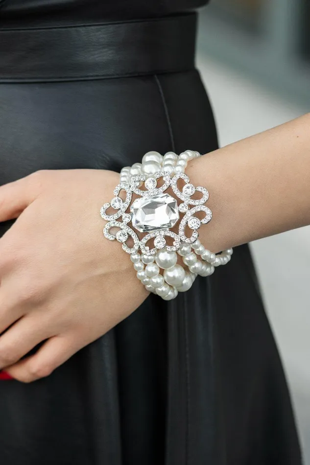 Paparazzi Accessories Bracelets Rule The Room White Bracelet Jewelry by Bretta