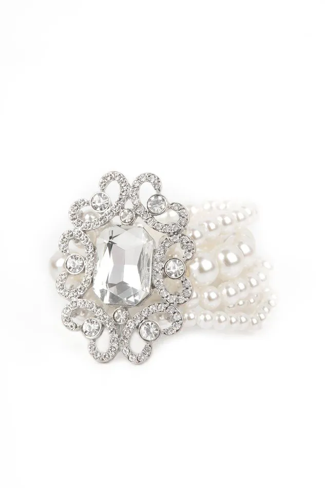 Paparazzi Accessories Bracelets Rule The Room White Bracelet Jewelry by Bretta