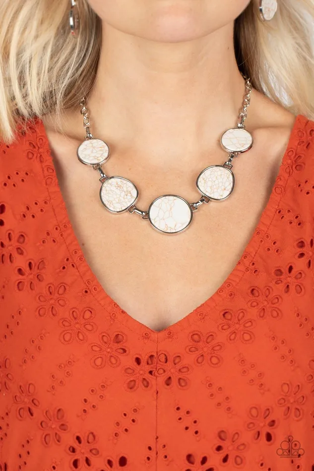 Paparazzi Accessories Bracelets Santa Fe Flats White Necklace and Bracelet Set Jewelry by Bretta Paparazzi Accessories Bracelets Santa Fe Flats White Necklace and Bracelet Set Jewelry by Bretta