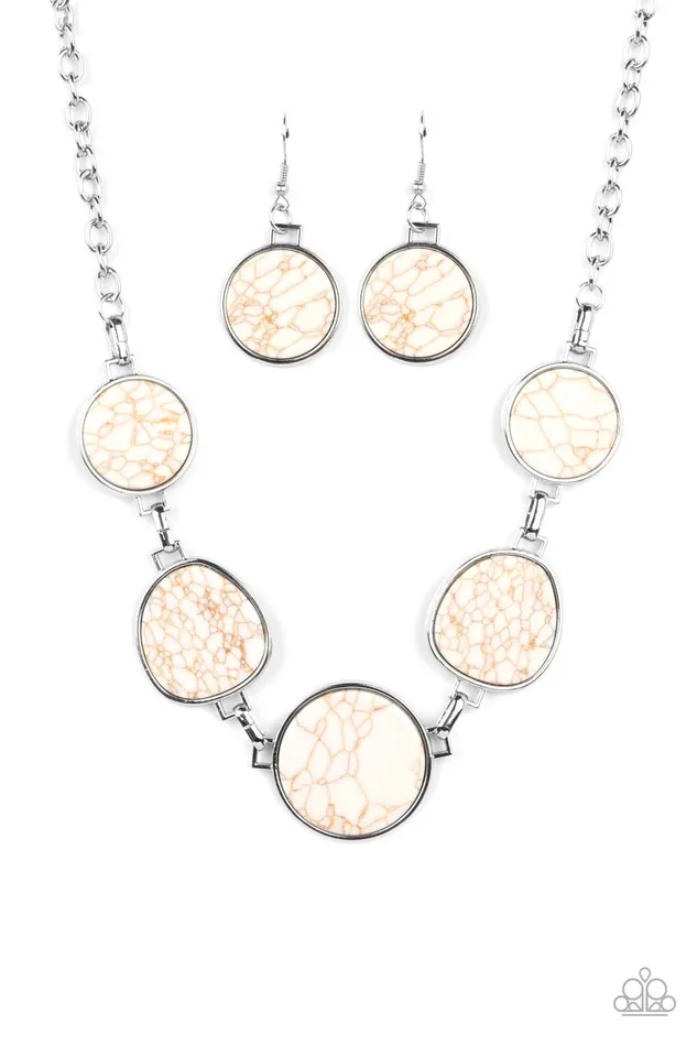 Paparazzi Accessories Bracelets Santa Fe Flats White Necklace and Bracelet Set Jewelry by Bretta