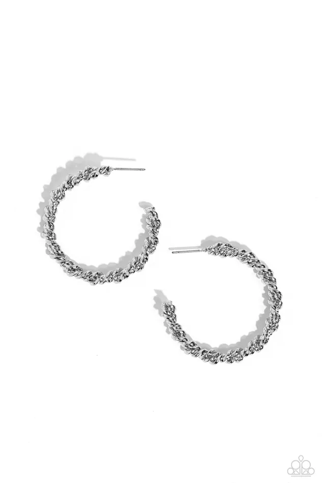 Paparazzi Accessories Braided Bravado Silver Earrings Jewelry by Bretta Earrings