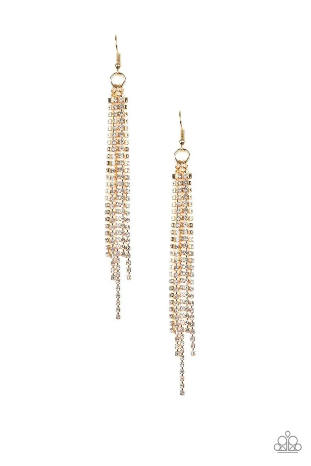 Paparazzi Accessories Center Stage Status Gold Earrings Jewelry By Bretta Earrings