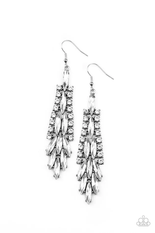 Paparazzi Accessories Crown Heiress White Earrings Jewelry by Bretta Earrings