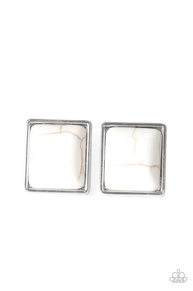 Paparazzi Accessories Earrings Eco Elegance White Earrings Jewelry by Bretta