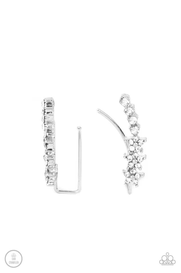Paparazzi Accessories Earrings Flowery Finale White Ear Crawler Earrings Jewelry by Bretta