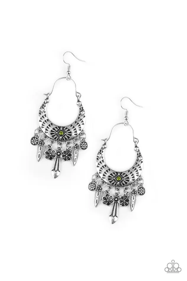 Paparazzi Accessories Earrings Nature Escape Green Earrings Jewelry by Bretta