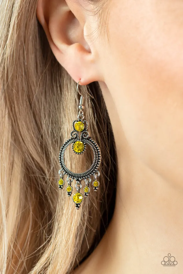 Paparazzi Accessories Earrings Palace Politics Yellow Earrings Jewelry by Bretta Paparazzi Accessories Earrings Palace Politics Yellow Earrings Jewelry by Bretta