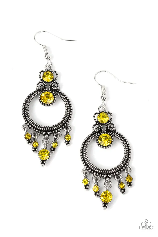 Paparazzi Accessories Earrings Palace Politics Yellow Earrings Jewelry by Bretta