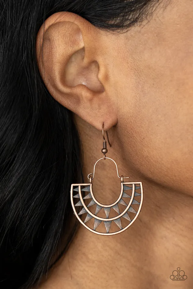 Paparazzi Accessories Earrings Solar Surge Copper Earrings Jewelry by Bretta