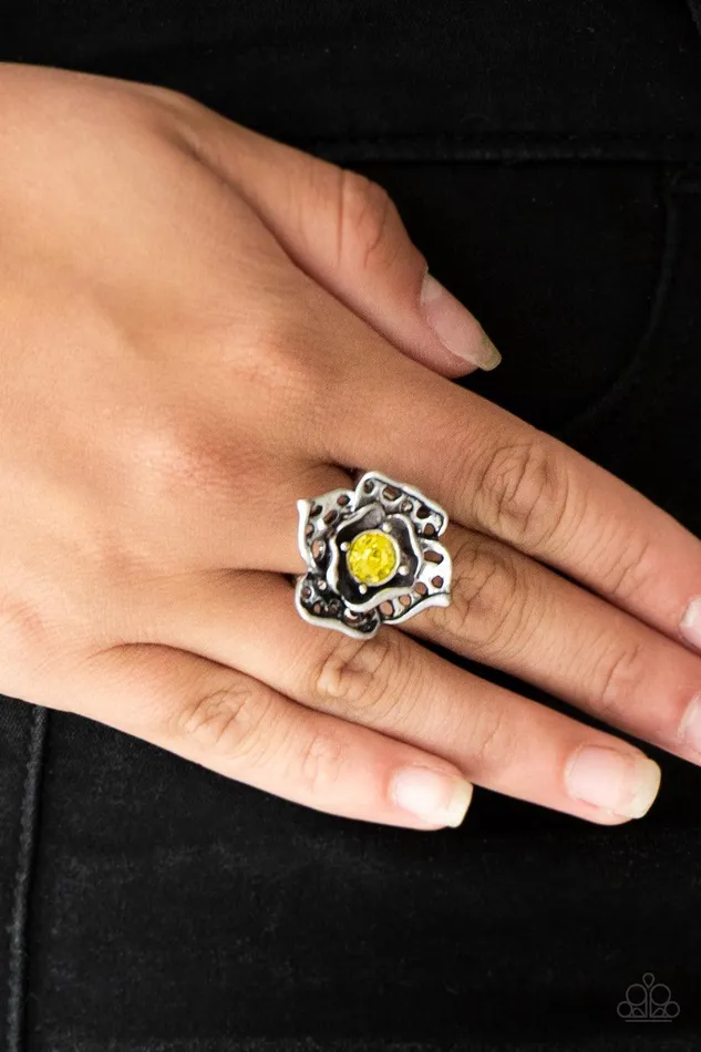 Paparazzi Accessories Glowing Gardens Yellow Ring Jewelry by Bretta Rings