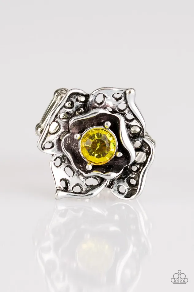 Paparazzi Accessories Glowing Gardens Yellow Ring Jewelry by Bretta Rings