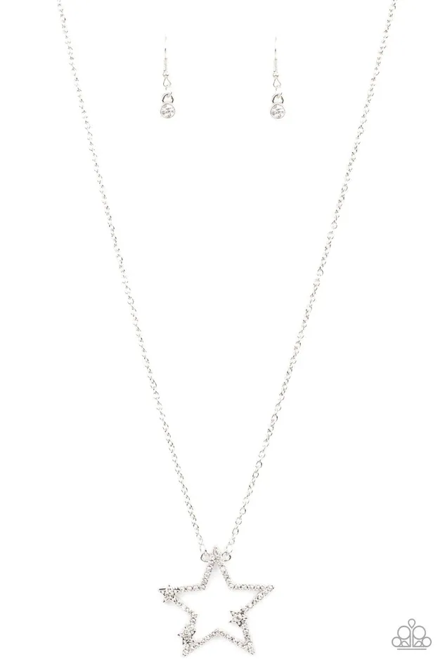 Paparazzi Accessories Necklaces I Pledge Allegiance to the Sparkle White Necklace Jewelry by Bretta