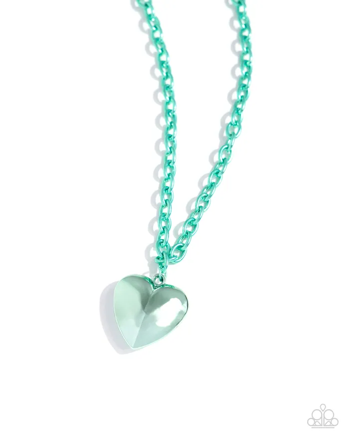 Paparazzi Accessories Necklaces Loving Luxury Green Heart Necklace Jewelry by Bretta