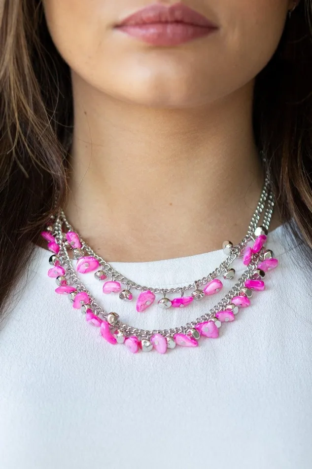 Paparazzi Accessories Necklaces Pebble Pioneer Pink Necklace Jewelry by Bretta