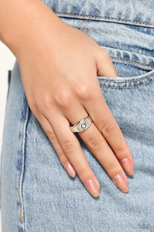 Paparazzi Accessories Rings Monogram Memento Silver O Ring Jewelry by Bretta