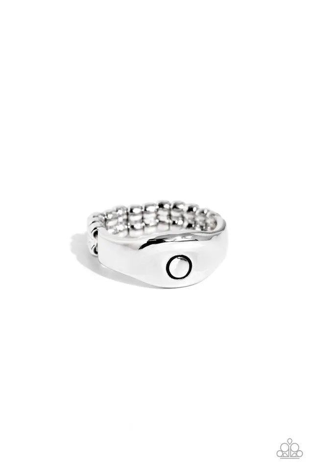 Paparazzi Accessories Rings Monogram Memento Silver O Ring Jewelry by Bretta