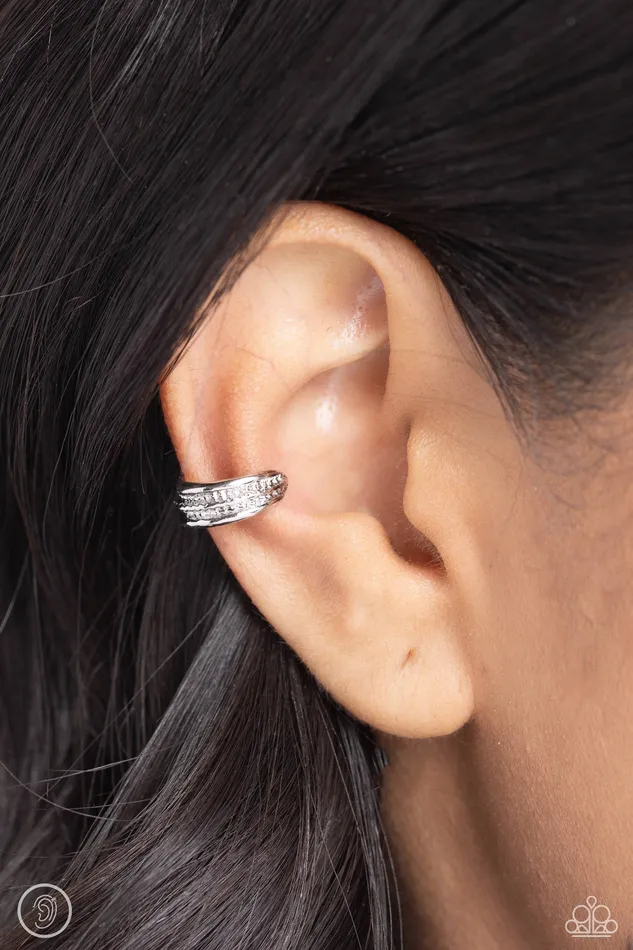 Paparazzi Accessories Serrated Season White Rhinestone Ear Cuff Jewelry by Bretta Earrings Paparazzi Accessories Serrated Season White Rhinestone Ear Cuff Jewelry by Bretta Earrings
