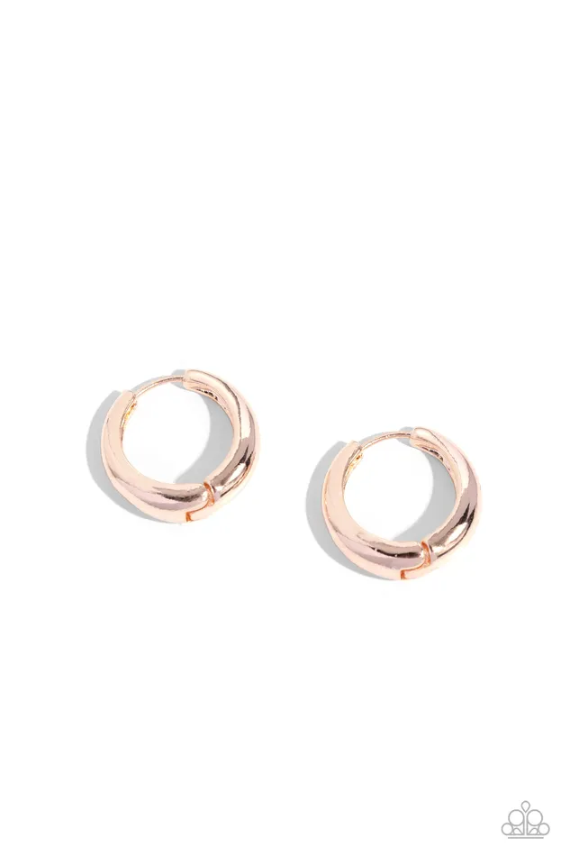 Paparazzi Accessories Streamlined Status Rose Gold Hoop Earrings Jewelry by Bretta Earrings