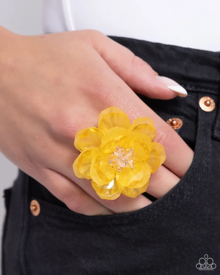 Petal Privilege Yellow Ring Jewelry by Bretta Paparazzi Accessories Rings